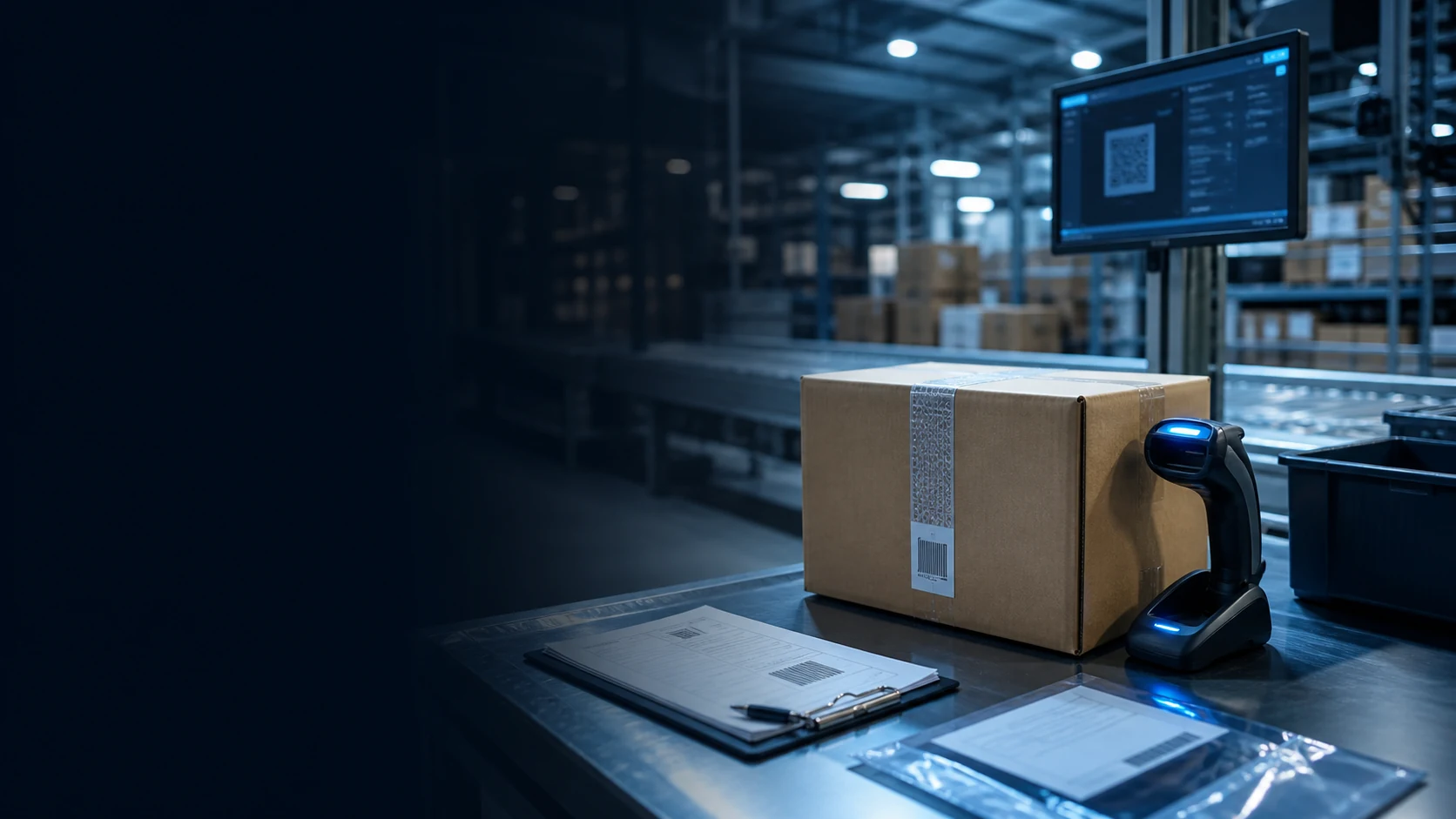 A sealed business shipment undergoing chain-of-custody verification